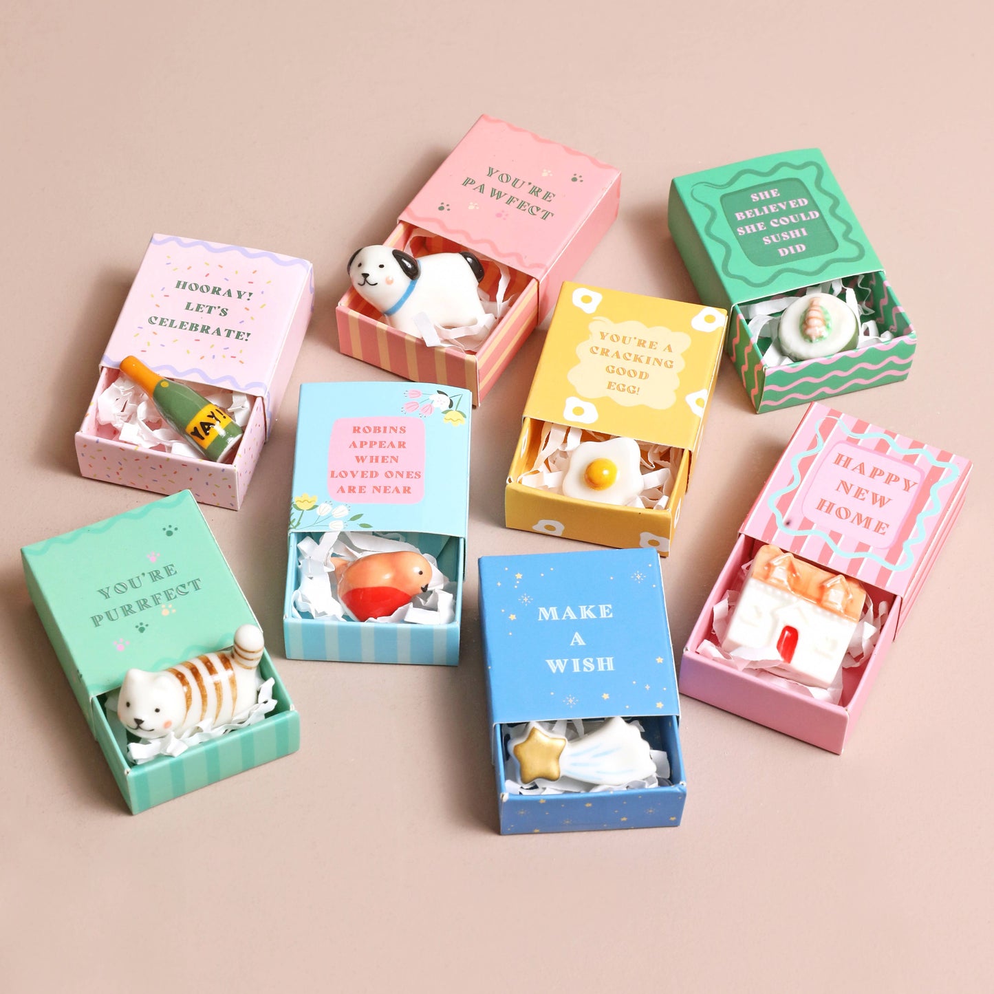 Tiny Matchbox Ceramic Token: Champagne