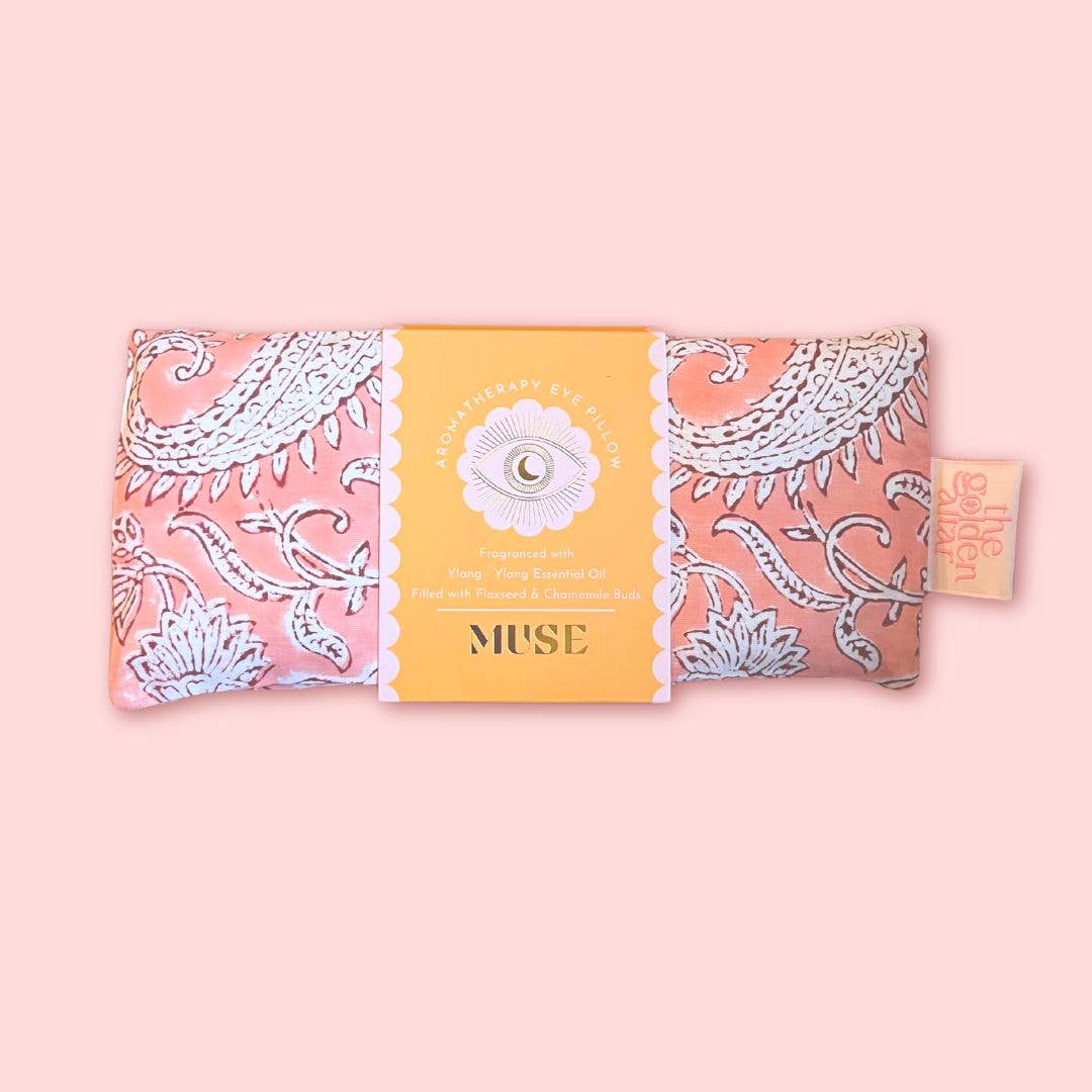 The Golden Altar (Muse Incense) - Eye Pillow Aromatherapy | Indian Block Print | Chamomile: Blue Floral