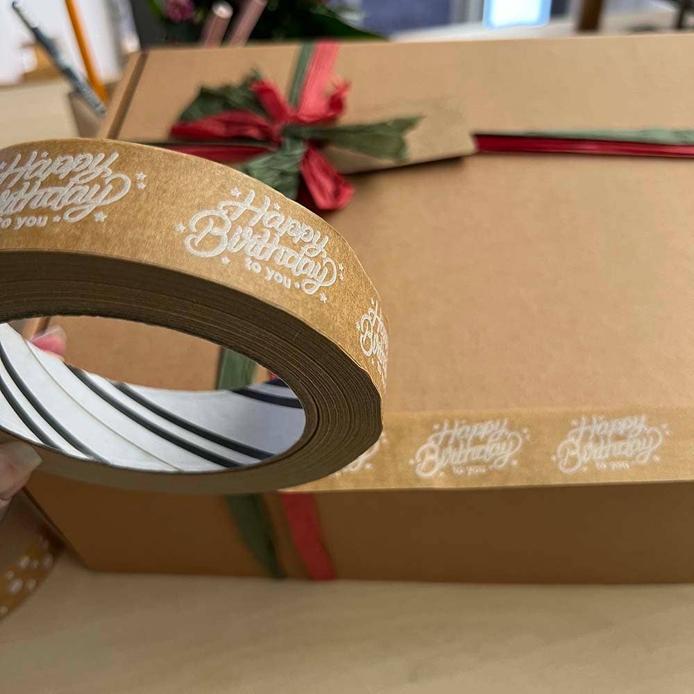 Happy Birthday Biodegradable Paper Tape 24mm x 50m