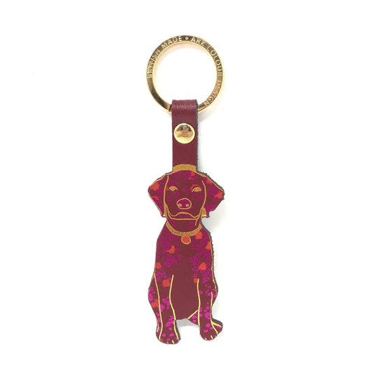 Spotty Dog Key Fob - Dark Red