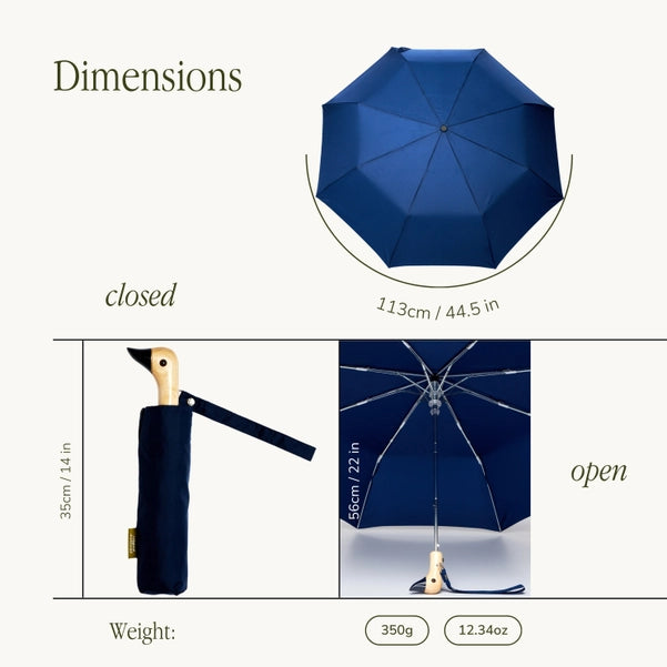 Navy Compact Eco-Friendly Duck Head Umbrella