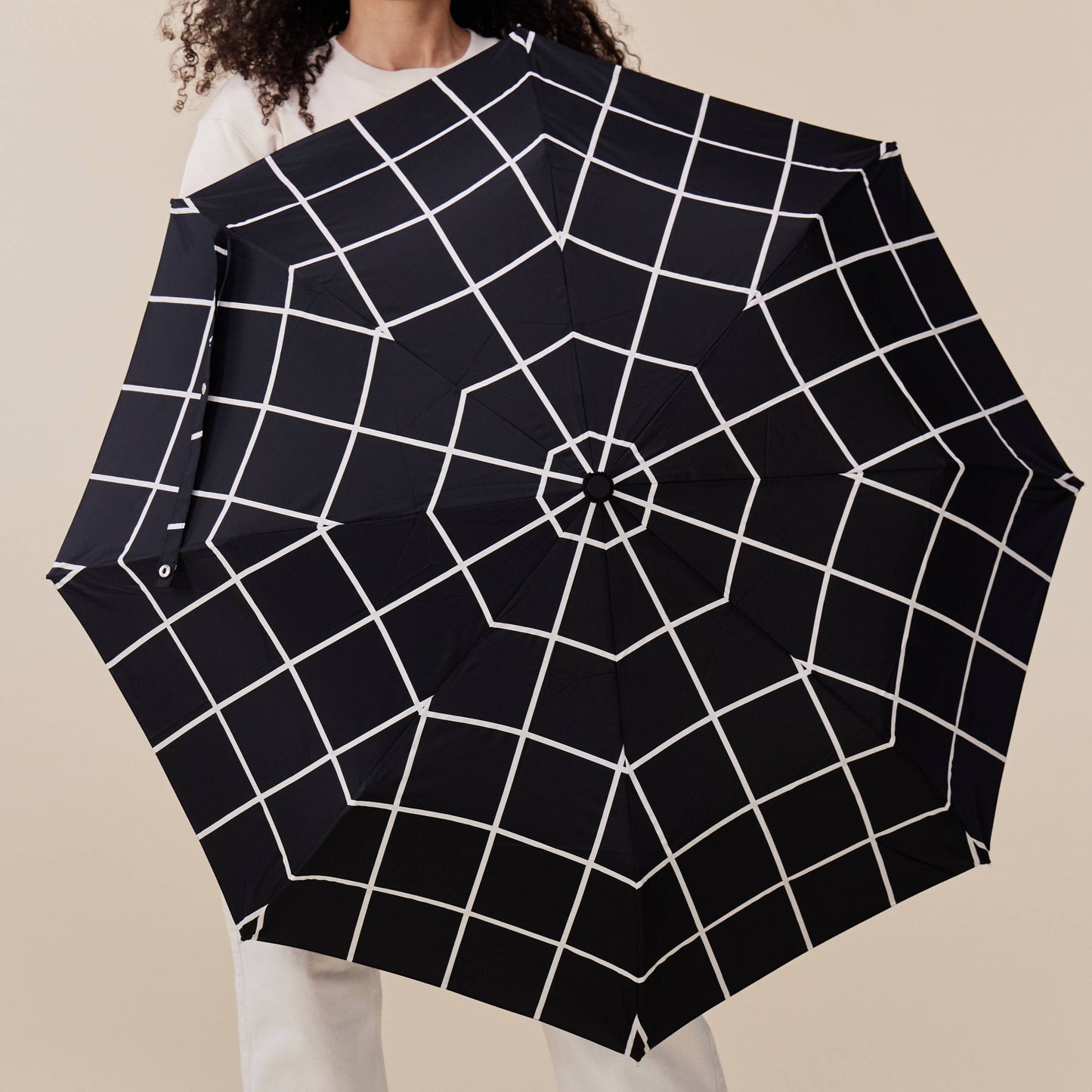 Black Grid Compact Mini Umbrella