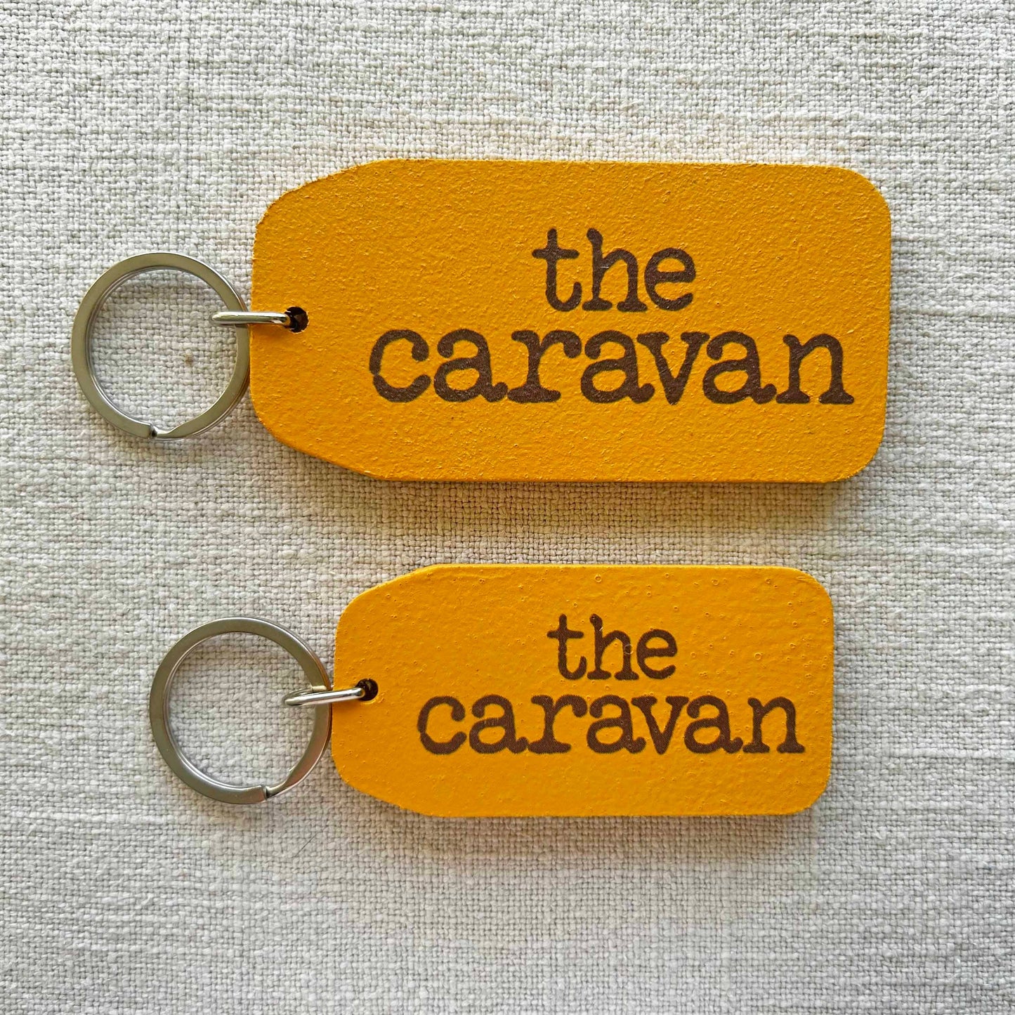 THE WOODEN POSTCARD COMPANY - THE CARAVAN Wooden Key Tag: 6x Mini Tags (8x4cm)