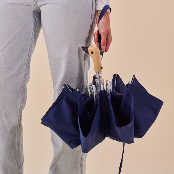 Navy Compact Eco-Friendly Duck Head Umbrella