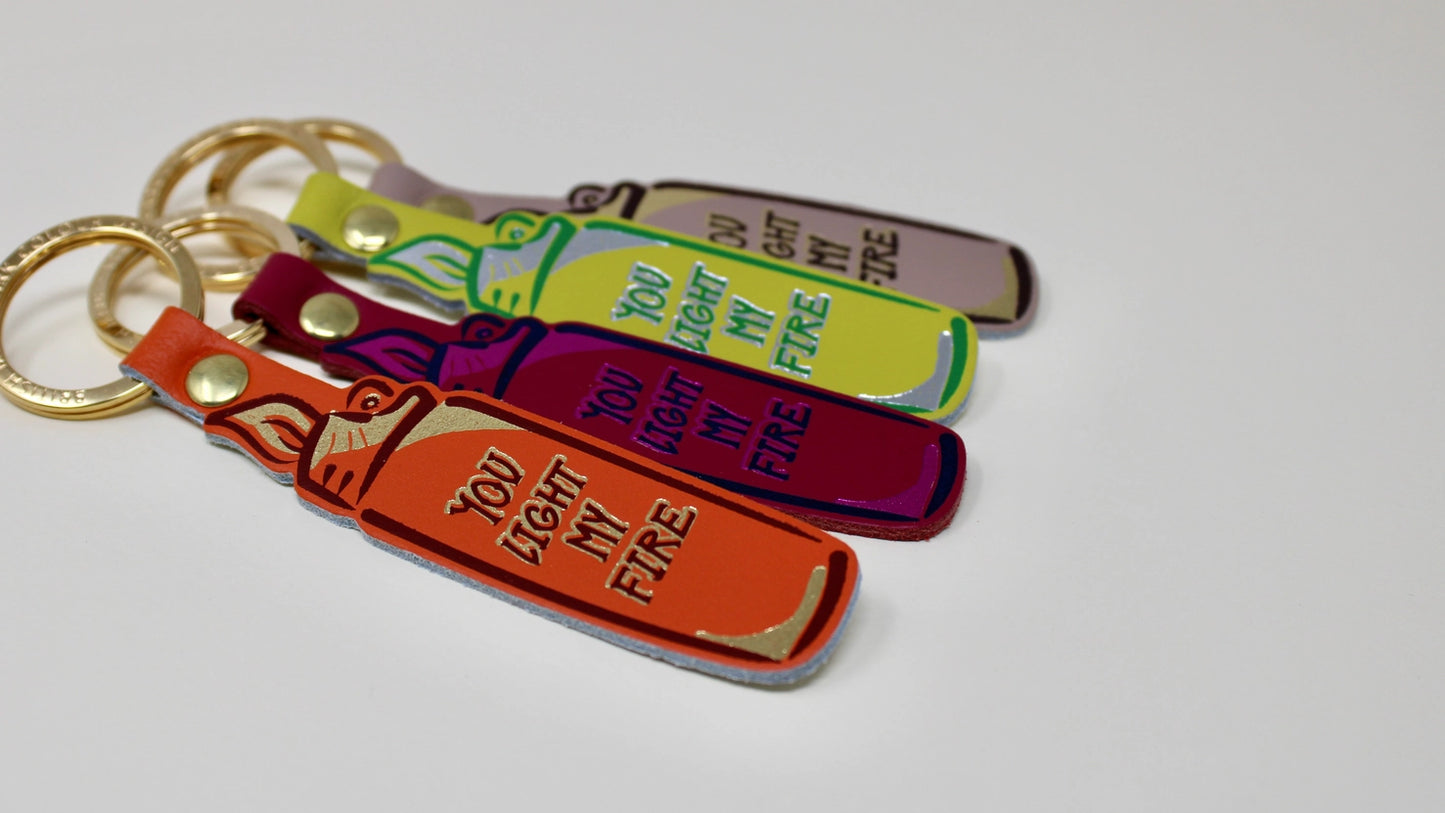 You Light My Fire Lighter Key Fob - Taupe