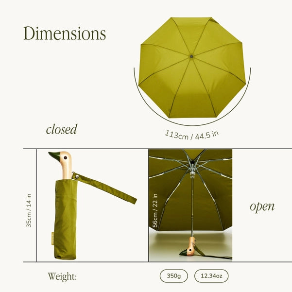 Olive Compact Eco-Friendly Duck Umbrella