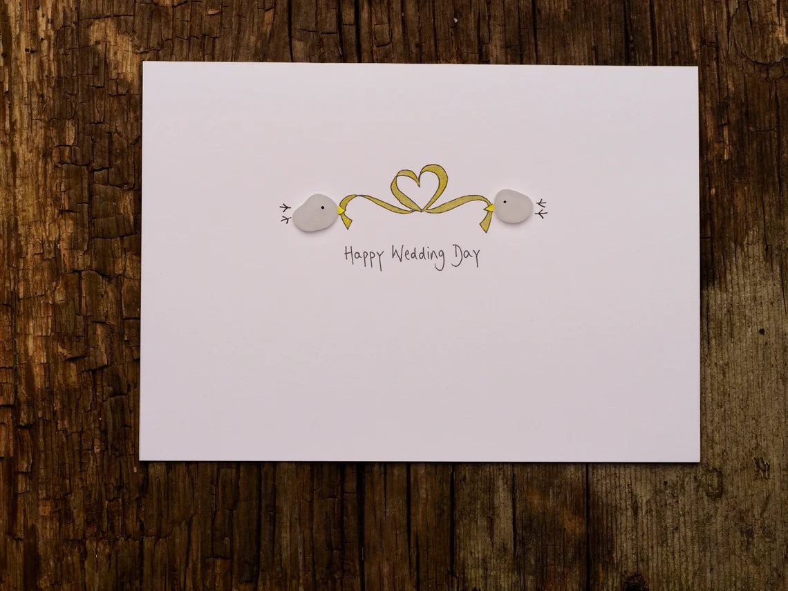 Sea Glass Wedding Day Gold Banner Card