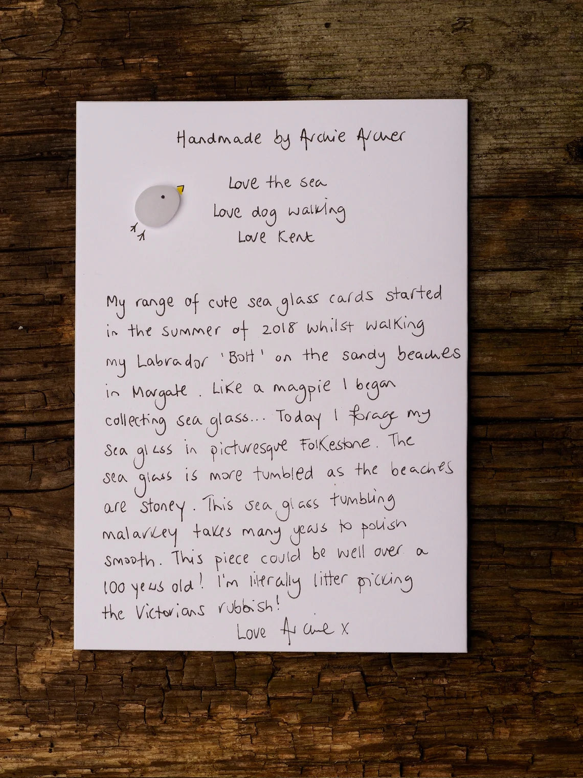 Sea Glass Red Hearts Anniversary Card