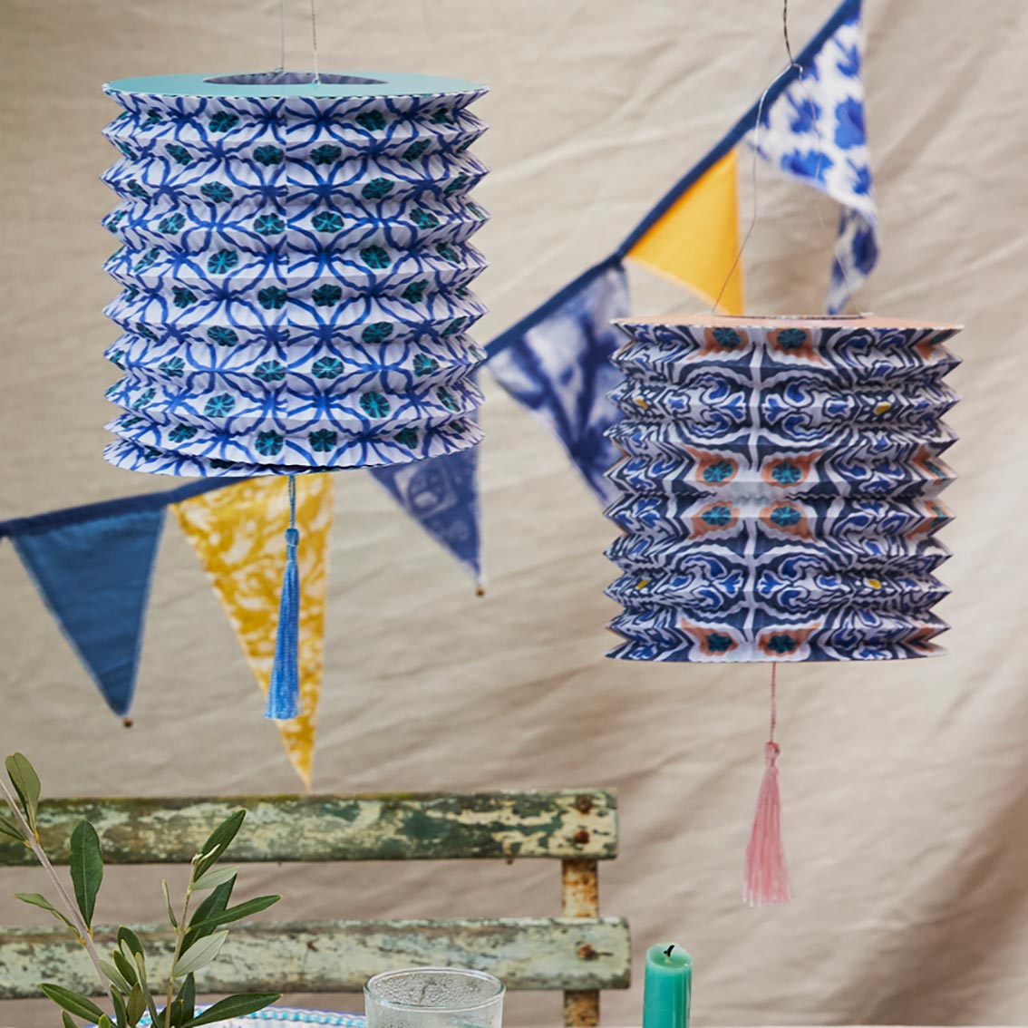Souk Blue and Yellow Upcycled Cotton Bunting - 3m