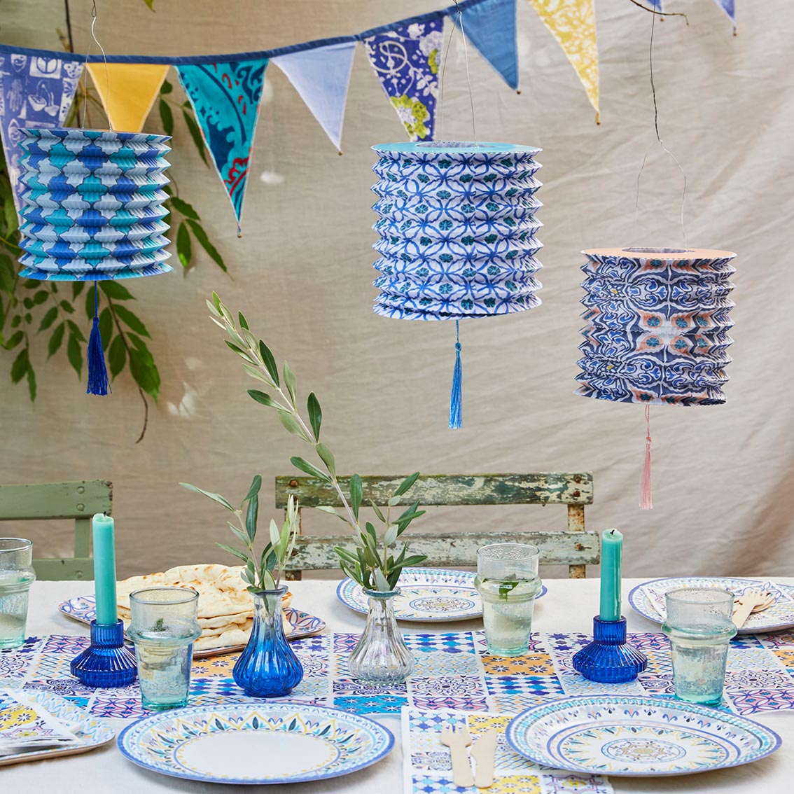 Souk Blue and Yellow Upcycled Cotton Bunting - 3m