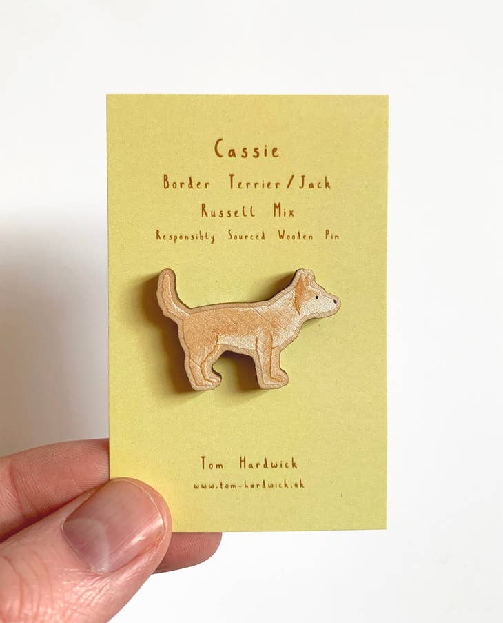 Terrier Wooden Dog Pin - Cassie
