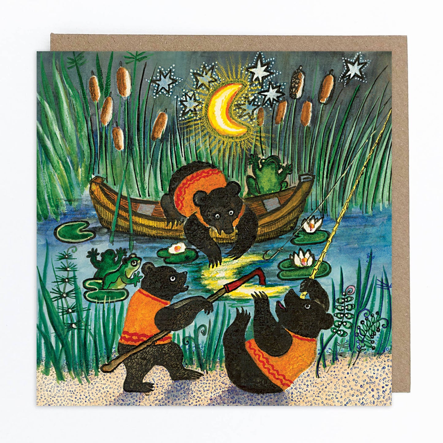 Little Bears Catching the Moon Greeting Card