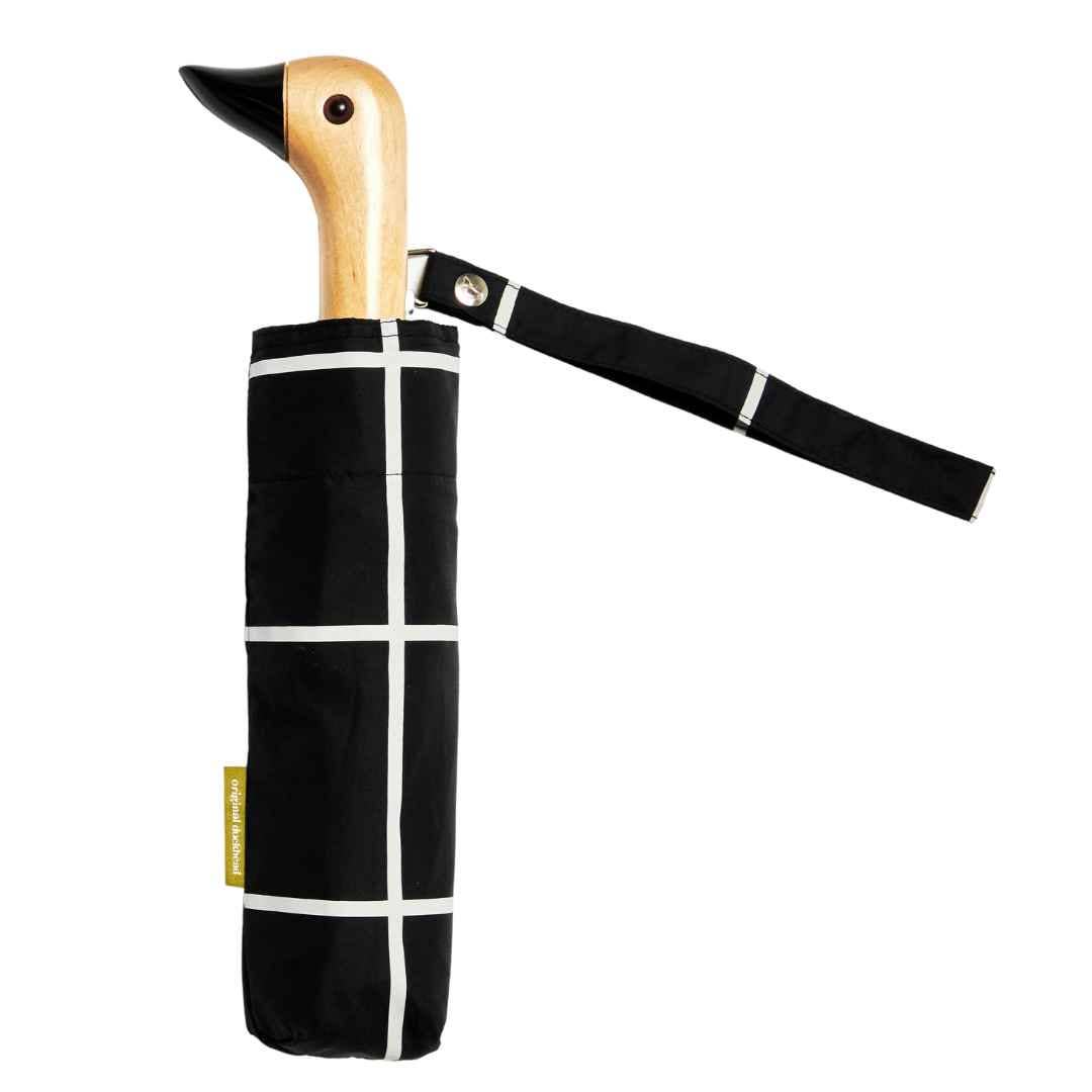 Black Grid Compact Mini Umbrella
