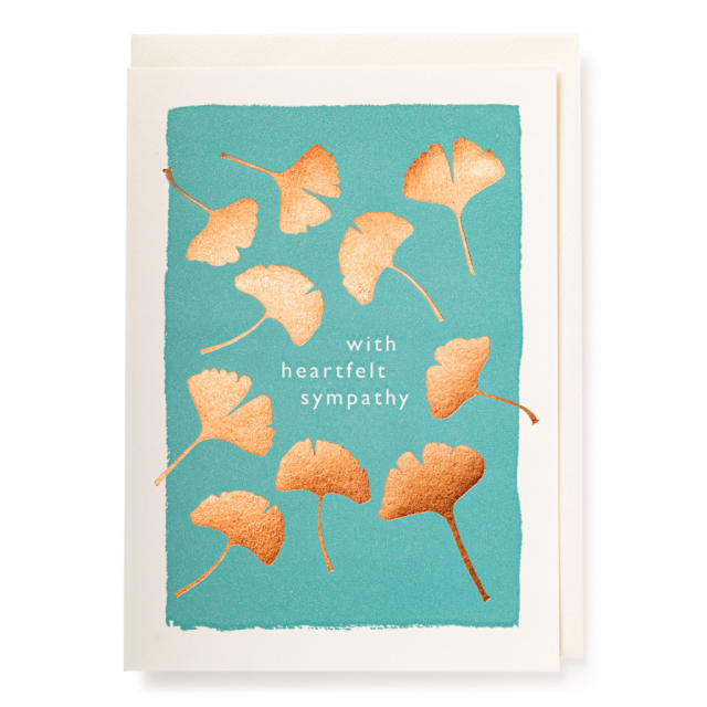 Sympathy Ginkgo Leaves Letter Press Card