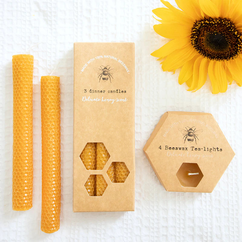 4 beewax tea lights honey