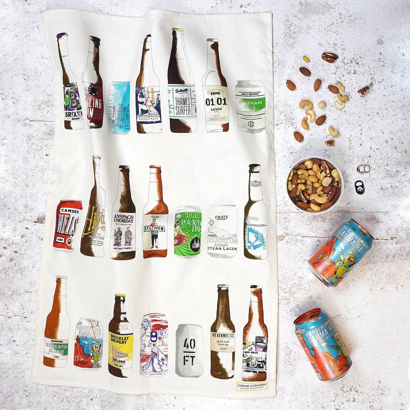 Illustrated Craft Beer Tea Towel