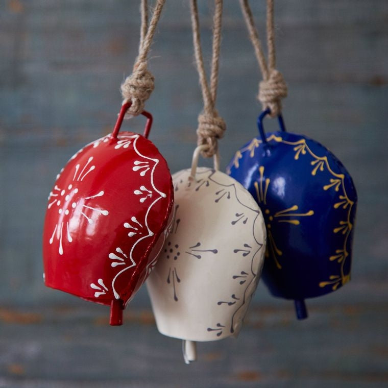 Fair Trade Handmade Iron Bells - Hanging Garden Cow Bell - Red