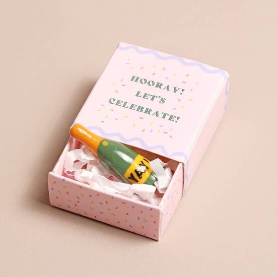 Tiny Matchbox Ceramic Token: Champagne