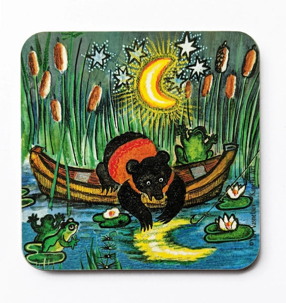 Bear and Moon Cork Coaster