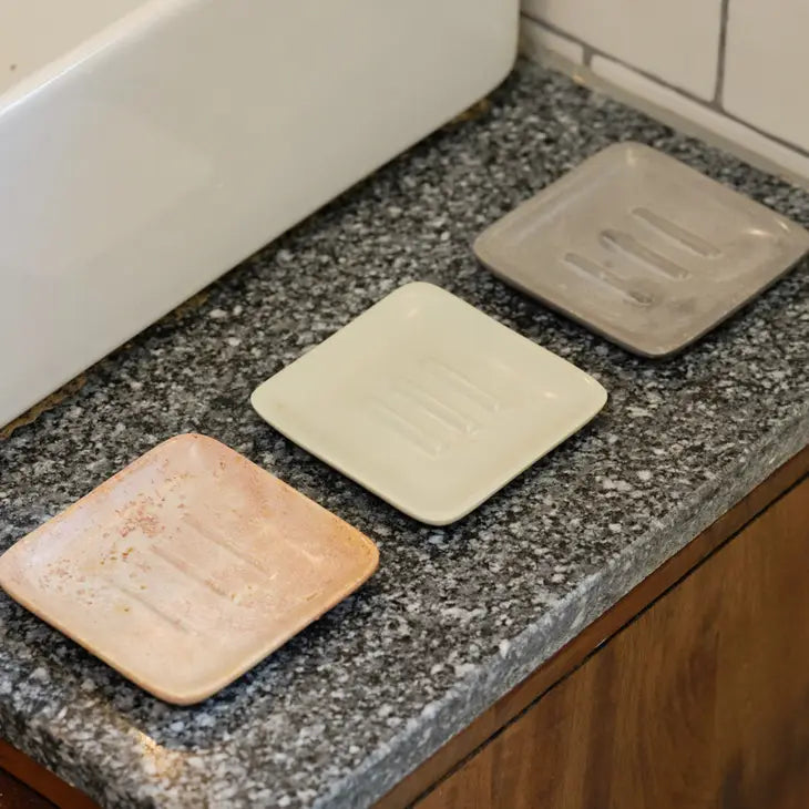 Marbled Pink Square Soapstone Soap Dish