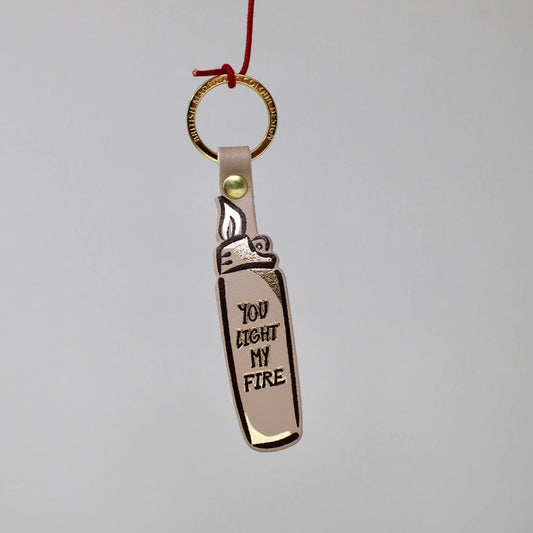 You Light My Fire Lighter Key Fob - Taupe