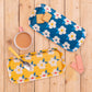 Enamelhappy - Retro Floral Tray Cute Navy Blue Print - Funky Pretty: Yellow