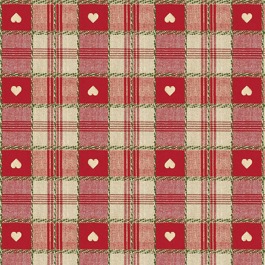 PVC Rectangular Tablecloth Heart Tartan 140 x 220cm