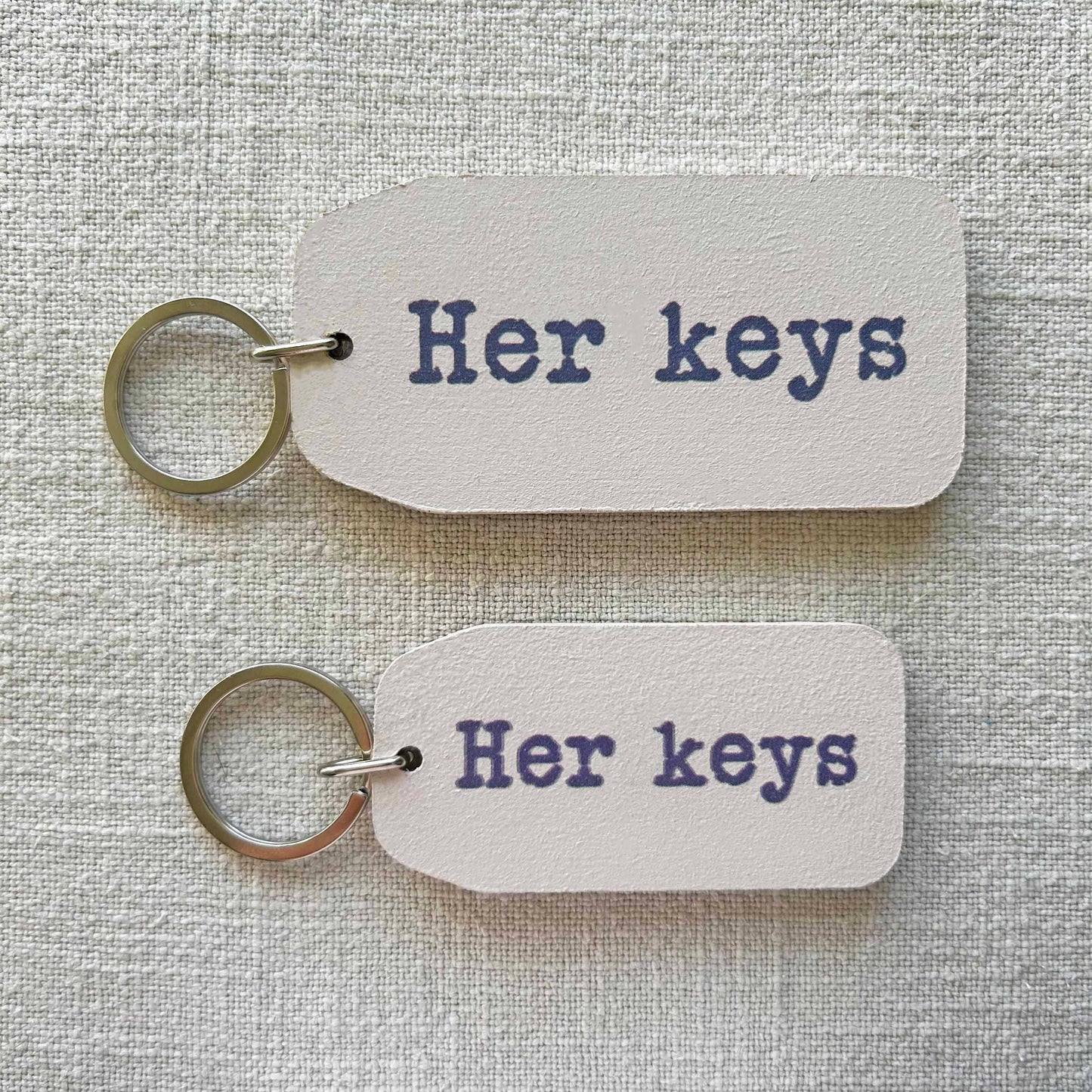 THE WOODEN POSTCARD COMPANY - HER KEYS Wooden Key Tag: 6x Mini Tags (8x4cm)