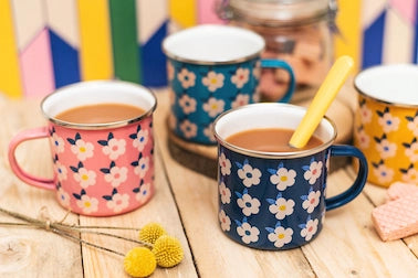 Midnight Navy Floral Enamel Mug