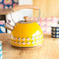Enamelhappy - Yellow Stove Whistling Kettle Stainless Steel Tea Pot Wood: Yellow