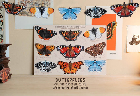Dapple & Dot - BRITISH BUTTERFLIES WOODEN GARLAND