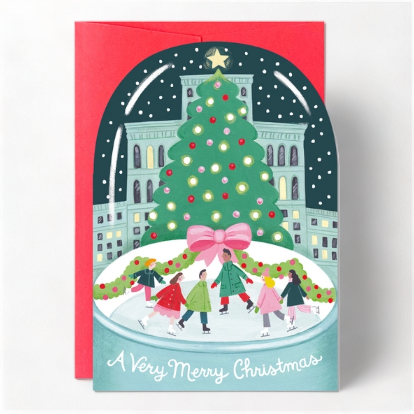 City Skating Snowglobe Christmas Card
