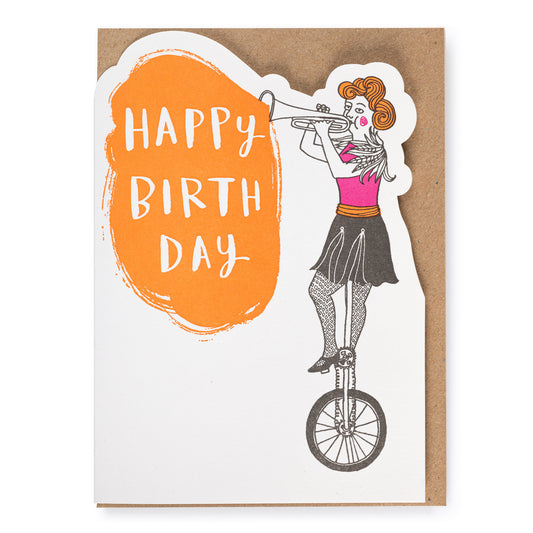 Happy Birthday Trumpeter Letter Press Card