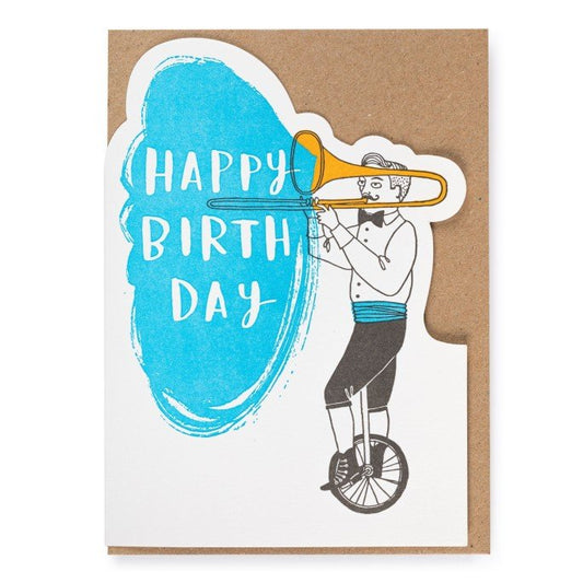 Happy Birthday Trombone Letter Press Card