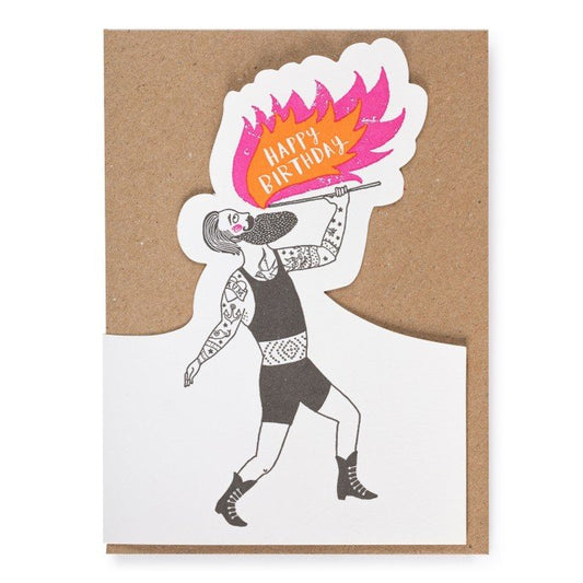Happy Birthday Fire Breather Letter Press Card