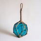 Glass Buoy Wrapped In Rope - 15cm Blue