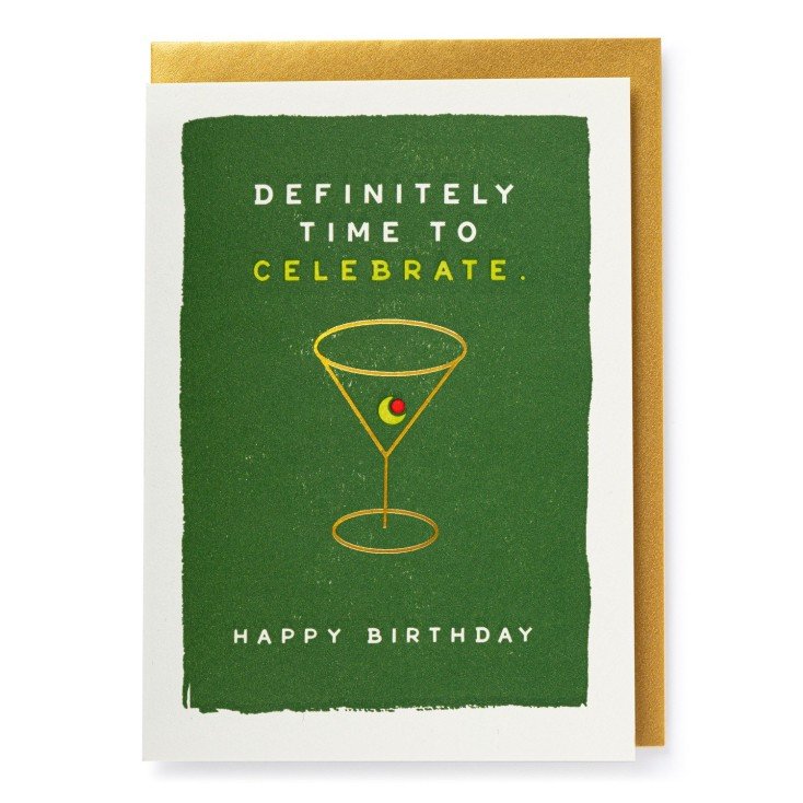 Martini Birthday Letter Press Card