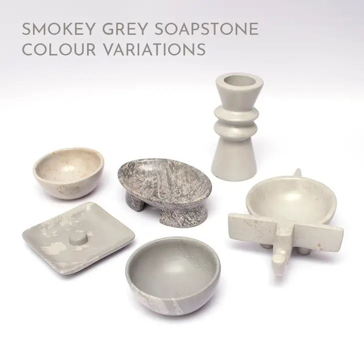 Soapstone Square Incense Stick Holder - Smokey Grey