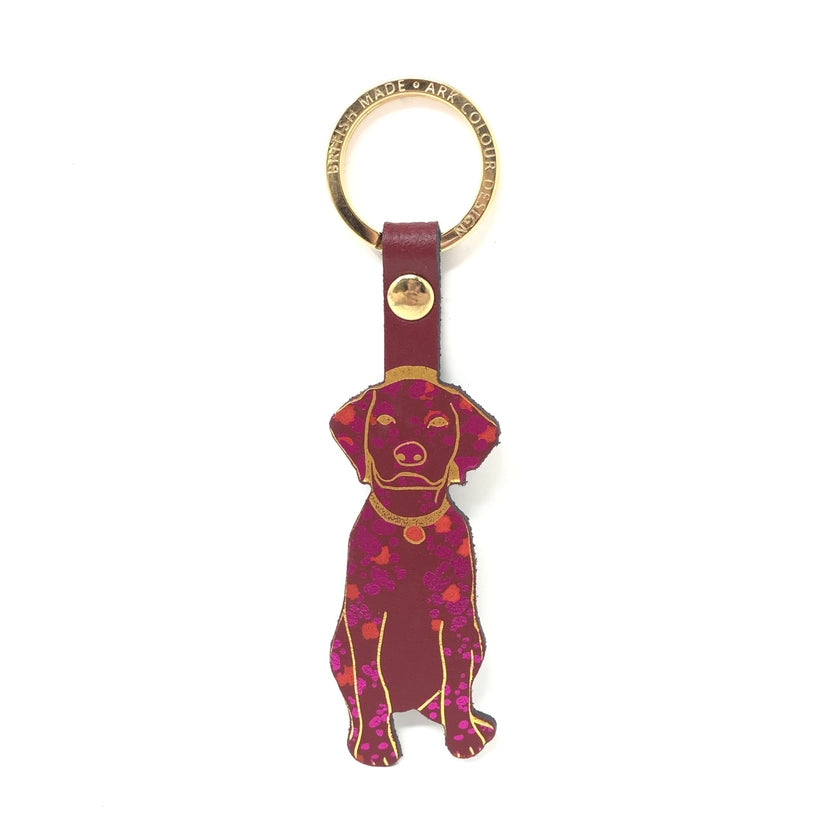 Spotty Dog Key Fob - Dark Red