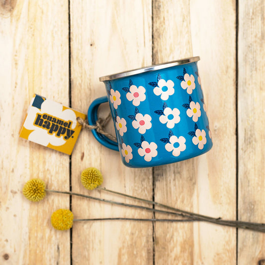 Enamelhappy - FUNKY TEAL BLUE ENAMEL MUG - Stylish Retro Camping Camper: Ocean Blue