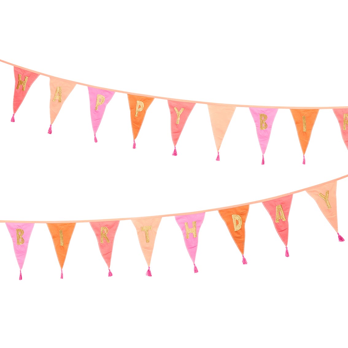 Pink 'Happy Birthday' Fabric Bunting - 3m