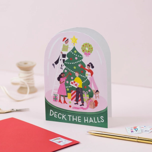 Deck The Halls Snowglobe Christmas Card