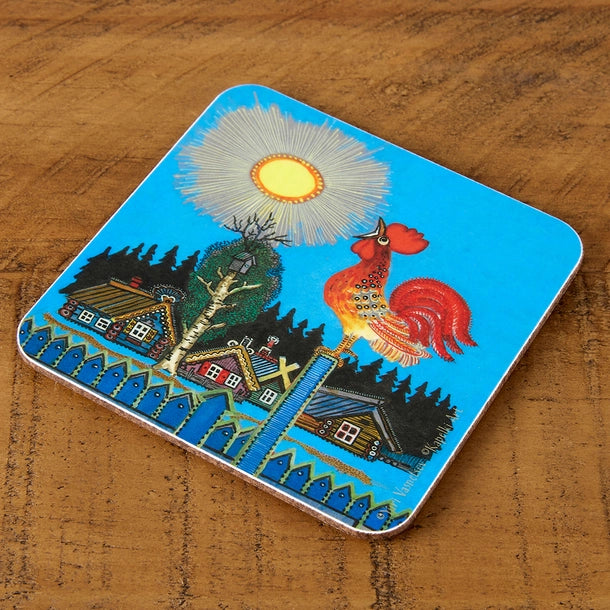 Rooster Folk Art Cork Coaster