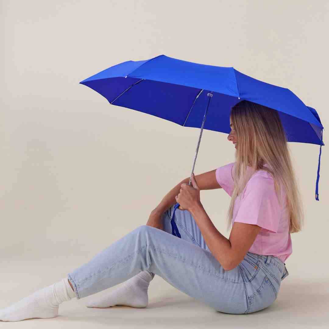 Royal Blue Compact Eco-Friendly Wind Resistant Umbrella