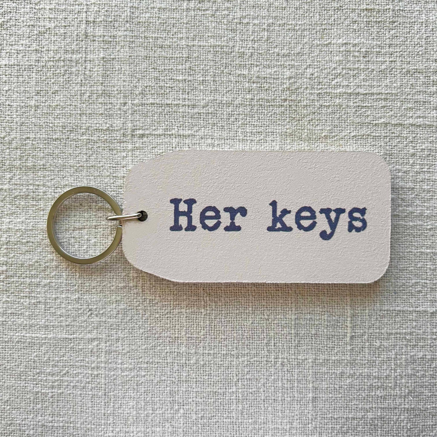 THE WOODEN POSTCARD COMPANY - HER KEYS Wooden Key Tag: 6x Mini Tags (8x4cm)