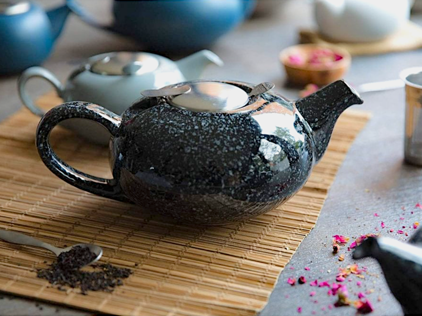 Pebble Flecked Black Filter Teapot - 4 Cup