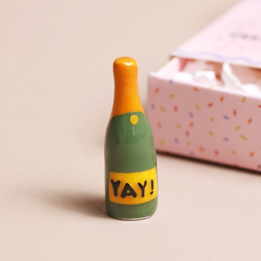 Tiny Matchbox Ceramic Token: Champagne