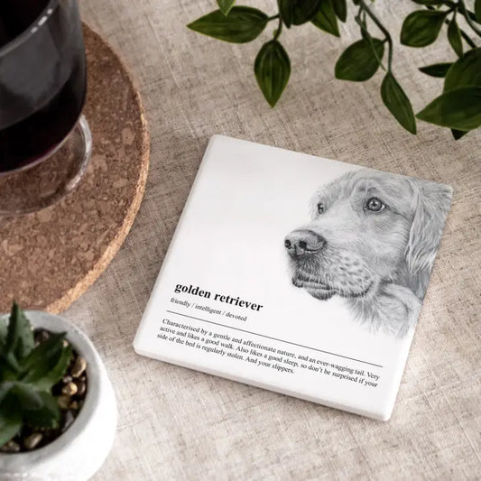Golden Retriever Dog Ceramic Coaster