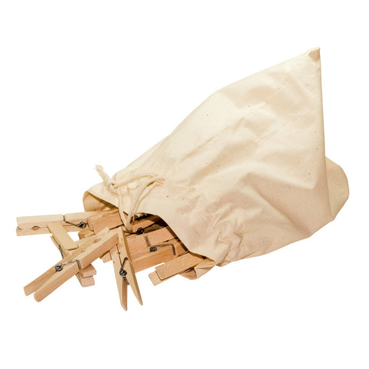 Jumbo Wooden Clothes Pegs, Set of 20 in Cotton Bag