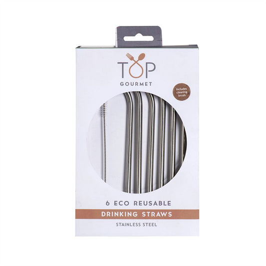 Stainless Steel Straw & Cleaning Brush 6pc Set
